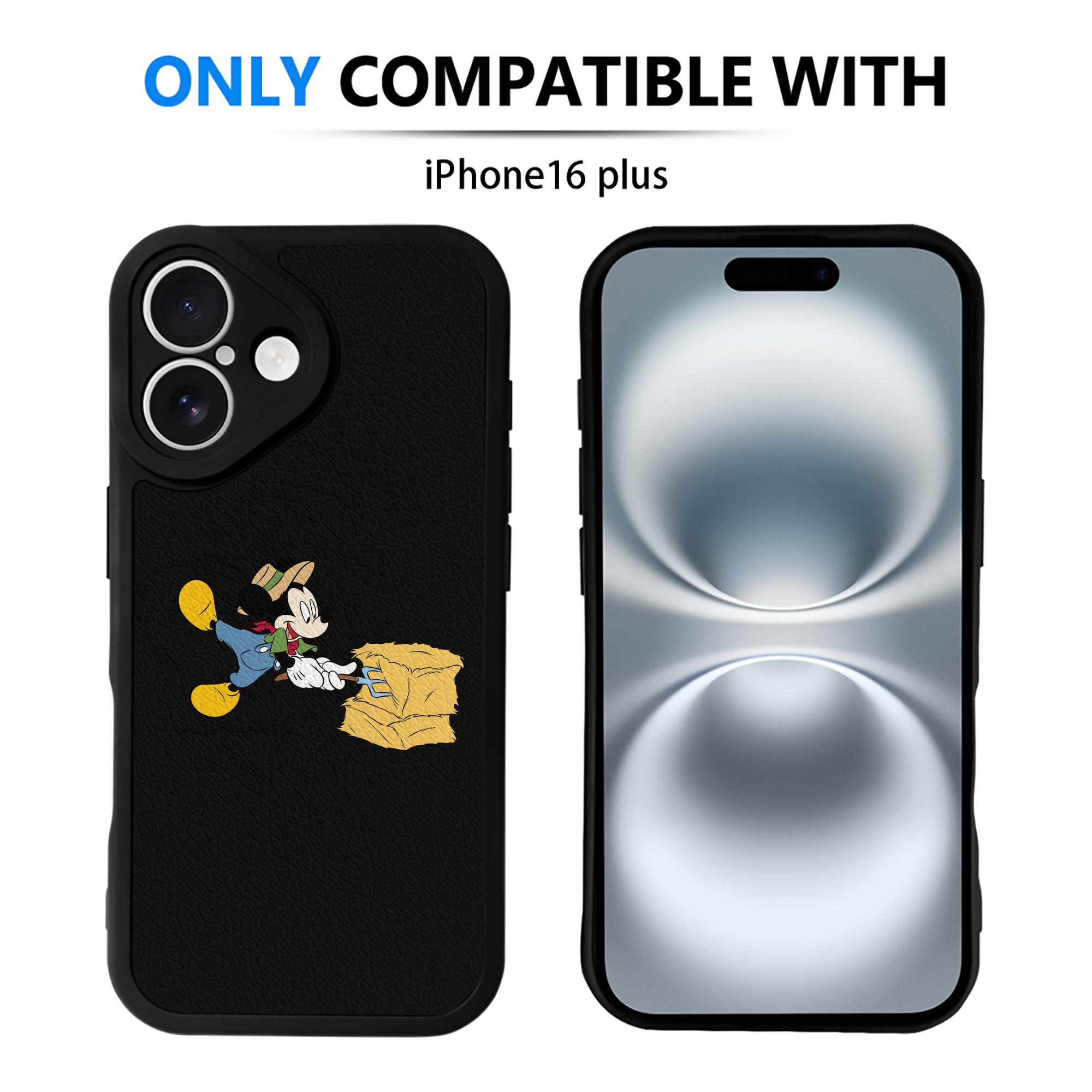 （画像用） ミッキーマウス Mickey Mouse 【iPhone 16シリーズ対応】シリコンスマホケース（レザー調） 材質：シリコン